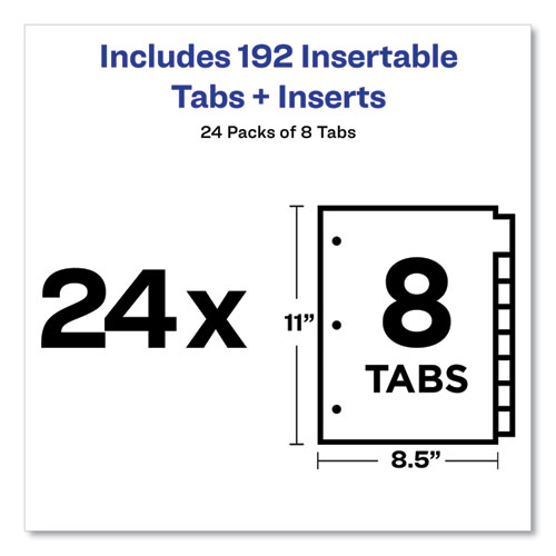 Picture of Insertable Big Tab Dividers, 8-Tab, Double-Sided Gold Edge Reinforcing, 11 x 8.5, Buff, Clear Tabs, 24 Sets