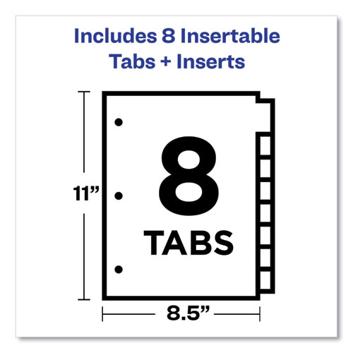 Picture of Insertable Big Tab Dividers, 8-Tab, Double-Sided Gold Edge Reinforcing, 11 x 8.5, White, Assorted Tabs, 1 Set