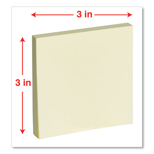 Picture of Self-Stick Note Pads, 3" x 3", Yellow, 100 Sheets/Pad, 12 Pads/Pack