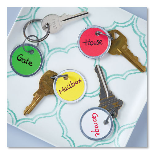 Picture of Key Tags with Split Ring, 1.25" dia, Assorted Colors, 50/Pack