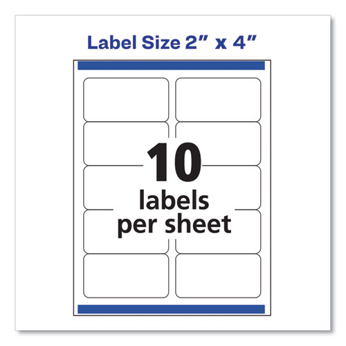 Picture of Shipping Labels w/ TrueBlock Technology, Inkjet Printers, 2 x 4, White, 10/Sheet, 10 Sheets/Pack