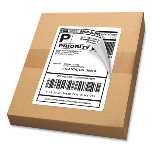 Picture of Shipping Labels w/ TrueBlock Technology, Laser Printers, 5.5 x 8.5, White, 2/Sheet, 250 Sheets/Box