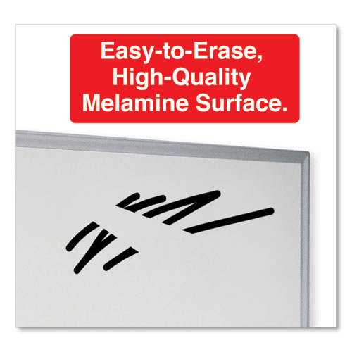 Picture of Deluxe Melamine Dry Erase Board, 72" x 48", White Surface, Anodized Aluminum Frame