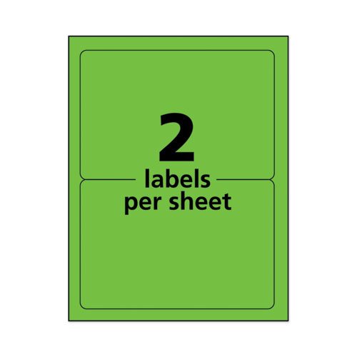 Picture of High-Visibility Permanent Laser ID Labels, 5.5 x 8.5, Neon Green, 200/Box