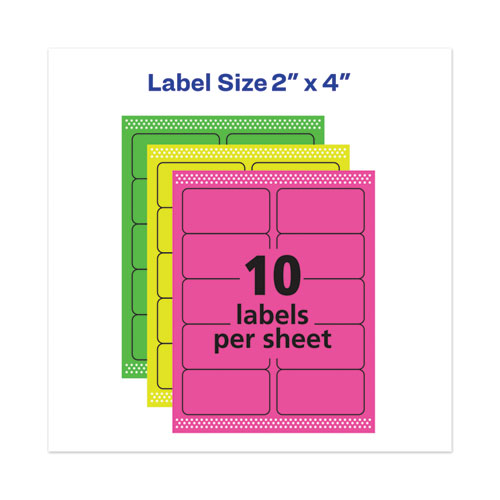 Picture of High-Vis Removable Laser/Inkjet ID Labels, 2 x 4, Asst. Neon, 120/Pack