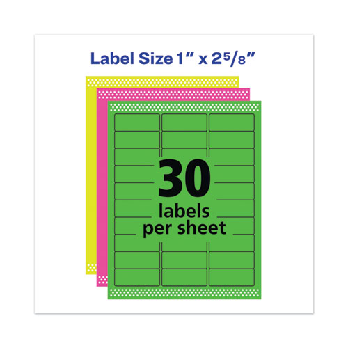 Picture of High-Visibility Permanent Laser ID Labels, 1 x 2.63, Asst. Neon, 450/Pack