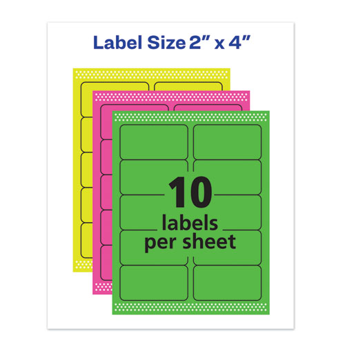 Picture of High-Visibility Permanent Laser ID Labels, 2 x 4, Asst. Neon, 150/Pack