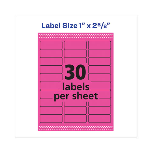 Picture of High-Visibility Permanent Laser ID Labels, 1 x 2.63, Neon Magenta, 750/Pack