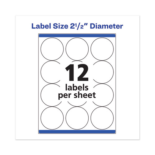 Picture of Permanent Laser Print-to-the-Edge ID Labels w/SureFeed, 2 1/2"dia, White, 300/PK