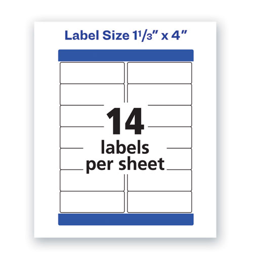 Picture of Waterproof Address Labels with TrueBlock and Sure Feed, Laser Printers, 1.33 x 4, White, 14/Sheet, 50 Sheets/Pack