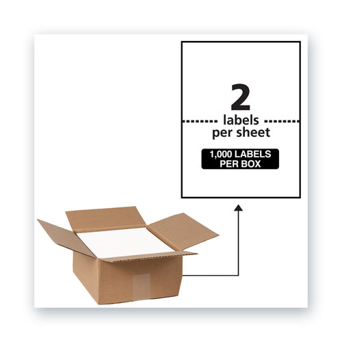 Picture of Waterproof Shipping Labels with TrueBlock Technology, Laser Printers, 5.5 x 8.5, White, 2/Sheet, 500 Sheets/Box
