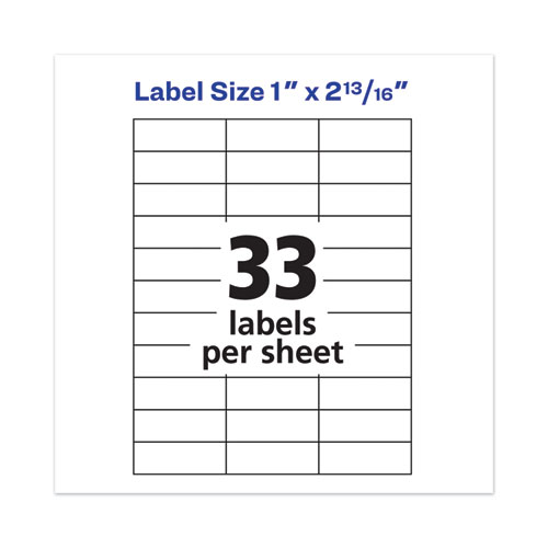 Picture of Copier Mailing Labels, Copiers, 1 x 2.81, White, 33/Sheet, 500 Sheets/Box