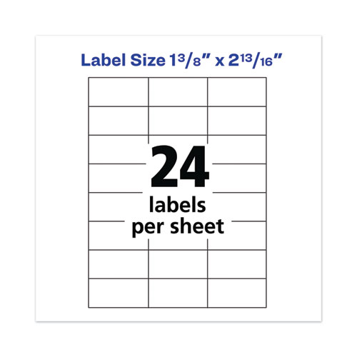 Picture of Copier Mailing Labels, Copiers, 1.38 x 2.81, White, 24/Sheet, 100 Sheets/Box