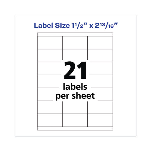 Picture of Copier Mailing Labels, Copiers, 1.5 x 2.81, White, 21/Sheet, 100 Sheets/Box