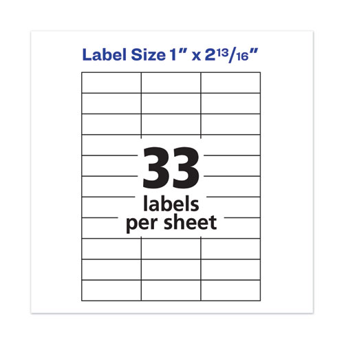 Picture of Copier Mailing Labels, Copiers, 1 x 2.81, White, 33/Sheet, 100 Sheets/Box