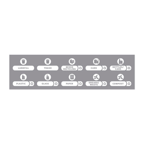 Picture of Recycle Label Kit for Slim Jim Recycling Station Billboard, 10 Assorted Messages, 5.59 x 9.55, White/Clear