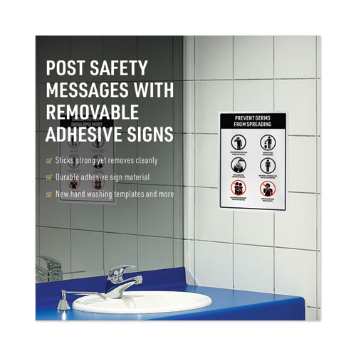 Picture of Surface Safe Removable Label Safety Signs, Inkjet/Laser Printers, 3.5 x 5, White, 4/Sheet, 15 Sheets/Pack