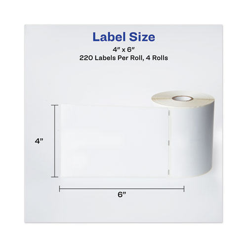 Picture of Multipurpose Thermal Labels, 4 x 6, White, 220/Roll, 4 Rolls/Pack