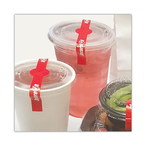 Picture of SecureIT Tamper Evident Food Container Seals, 1" x 7", Red, Paper, 250/Roll, 2 Rolls/Pack