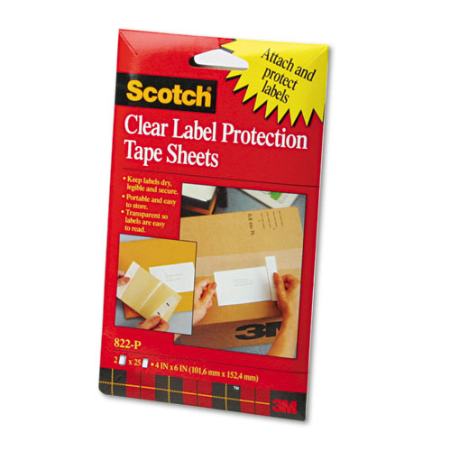 Picture of ScotchPad Label Protection Tape Sheets, 4" x 6", Clear, 25/Pad, 2 Pads/Pack