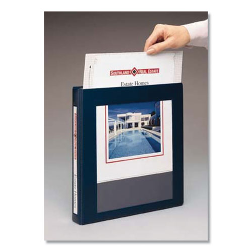 Picture of Framed View Heavy-Duty Binders, 3 Rings, 0.5" Capacity, 11 x 8.5, Navy Blue