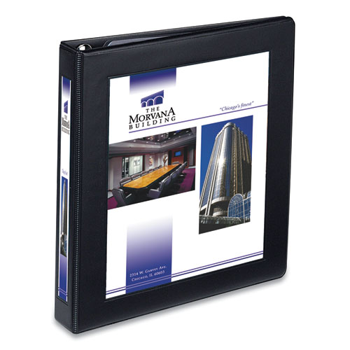 Picture of Framed View Heavy-Duty Binders, 3 Rings, 1" Capacity, 11 x 8.5, Black