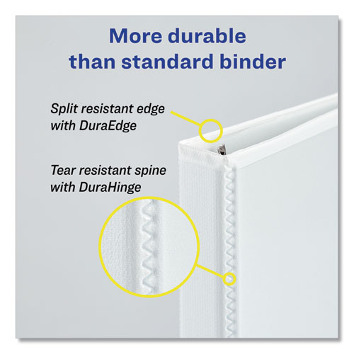 Picture of Heavy-Duty View Binder with DuraHinge and One Touch Slant Rings, 3 Rings, 0.5" Capacity, 11 x 8.5, White