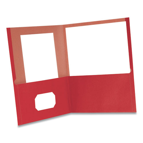 Picture of Earthwise by Oxford 100% Recycled Paper Twin-Pocket Portfolio, 100-Sheet Capacity, 11 x 8.5, Red, 10/Pack