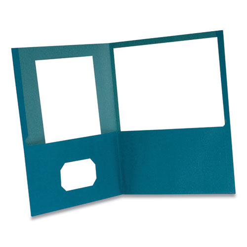 Picture of Earthwise by Oxford 100% Recycled Paper Twin-Pocket Portfolio, 100-Sheet Capacity, 11 x 8.5, Blue 10/Pack