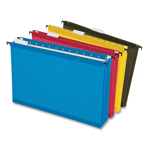 Picture of SureHook Hanging Pocket File, Legal Size, 1/5-Cut Tabs, Assorted Colors, 4/Pack