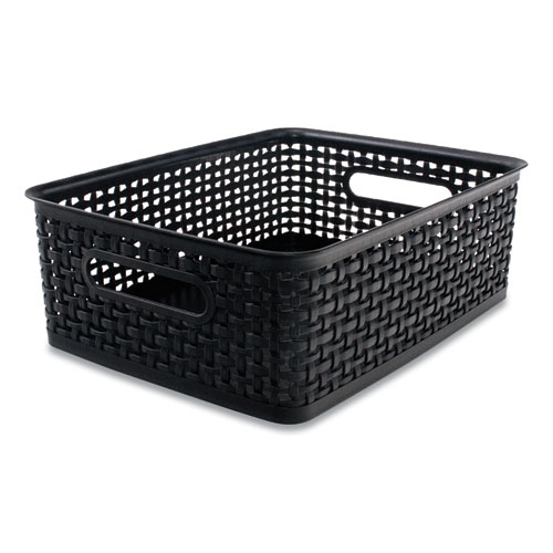 Picture of Plastic Weave Bin, Medium, 14" x 10.5" x 4.63", Black