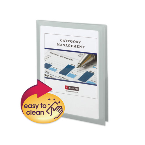 Picture of Frame View Poly Two-Pocket Folder, 100-Sheet Capacity, 11 x 8.5, Clear/Oyster, 5/Pack