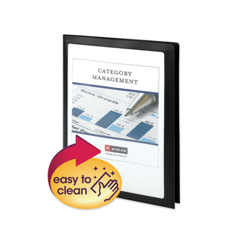 Picture of Frame View Poly Two-Pocket Folder, 100-Sheet Capacity, 11 x 8.5, Clear/Black, 5/Pack