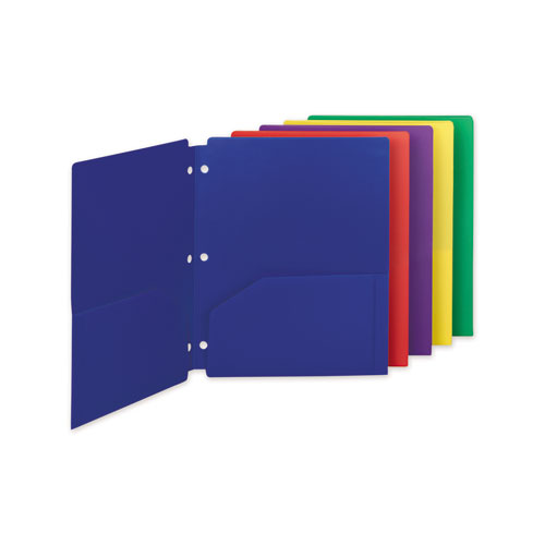 Picture of Poly Snap-In Two-Pocket Folder, 50-Sheet Capacity, 11 x 8.5, Assorted, 10/Pack