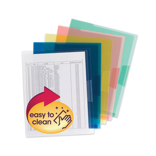 Picture of Organized Up Translucent Poly Project Jacket, Letter Size, Assorted Colors, 5/Pack