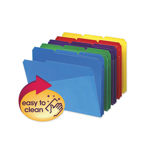 Picture of Poly Colored File Folders With Slash Pocket, 1/3-Cut Tabs: Assorted, Letter Size, 0.75" Expansion, Assorted Colors, 30/Box