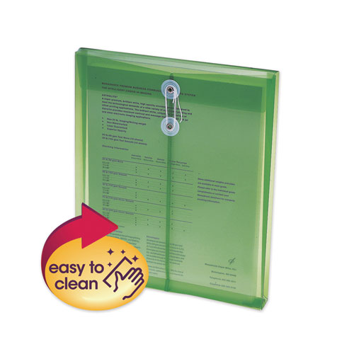 Picture of Poly String and Button Interoffice Envelopes, Open-End (Vertical), 9.75 x 11.63, Transparent Green, 5/Pack
