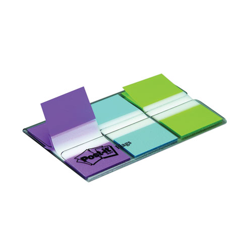 Picture of 0.94" Wide Flags with Dispenser, Bright Blue, Bright Green, Purple, 60 Flags