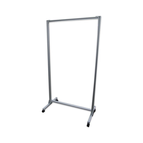 Picture of Acrylic Mobile Divider with Thermometer Access Cutout, 38.5" x 23.75" x 74.19", Clear