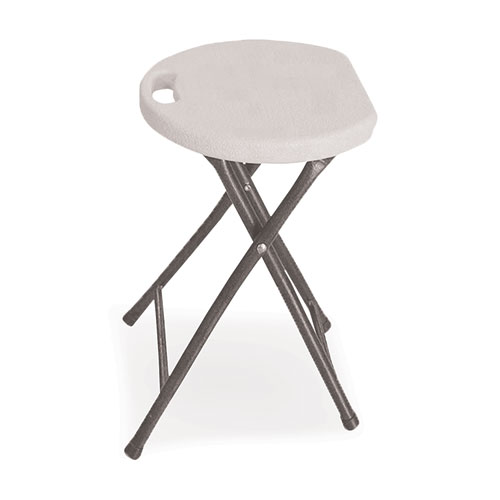 Picture of Rough n Ready Folding Stool, Backless, Supports Up to 300 lb, 26" Seat Height, White Seat, Charcoal Base, 4/Carton