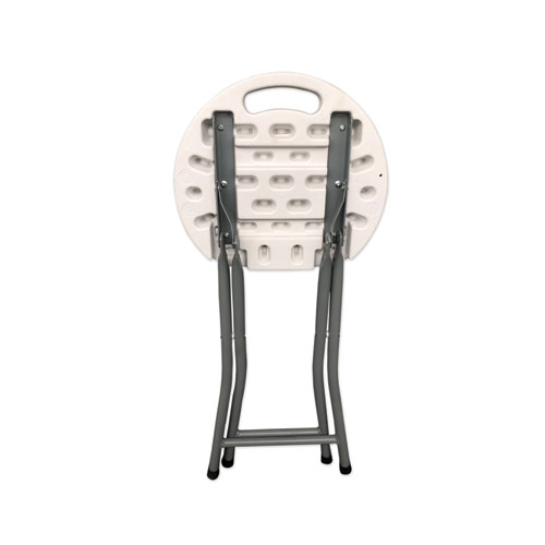 Picture of Rough n Ready Folding Stool, Backless, Supports Up to 300 lb, 18" Seat Height, White Seat, Charcoal Base, 4/Carton