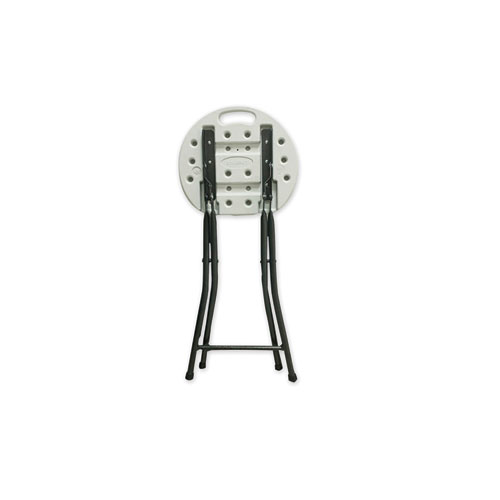 Picture of Rough n Ready Folding Stool, Backless, Supports Up to 300 lb, 26" Seat Height, White Seat, Charcoal Base, 4/Carton