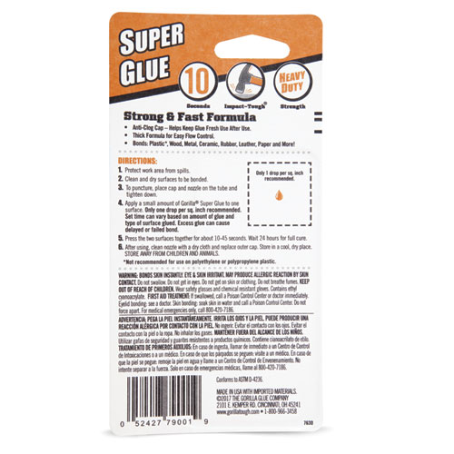 Picture of Super Glue, 0.53 oz, Dries Clear, 4/Carton