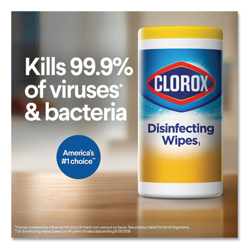 Picture of Disinfecting Wipes, 1-Ply, 7 x 8, Crisp Lemon, White, 35/Canister