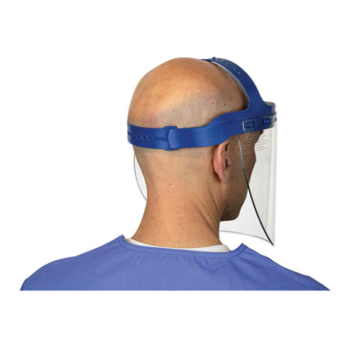 Picture of Fully Assembled Full Length Face Shield with Head Gear, 16.5 x 10.25 x 11, Clear/Blue, 16/Carton