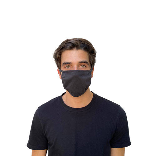 Picture of Cotton Face Mask with Antimicrobial Finish, Black, 10/Pack