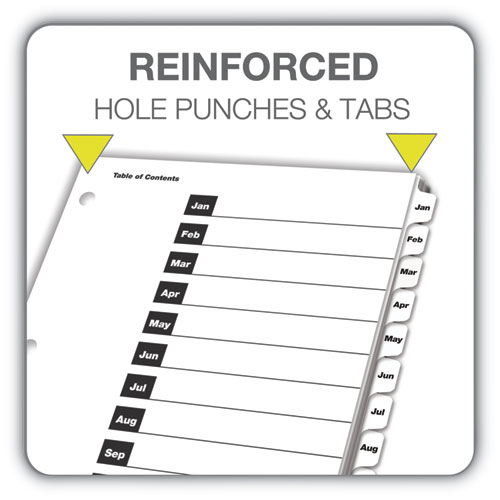 Picture of OneStep Printable Table of Contents and Dividers, 12-Tab, Jan. to Dec., 11 x 8.5, White, White Tabs, 1 Set