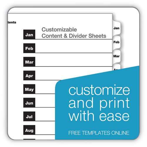 Picture of OneStep Printable Table of Contents and Dividers, 12-Tab, Jan. to Dec., 11 x 8.5, White, White Tabs, 1 Set