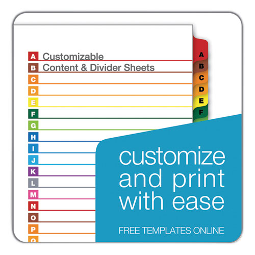 Picture of OneStep Printable Table of Contents and Dividers, 26-Tab, A to Z, 11 x 8.5, White, Assorted Tabs, 1 Set