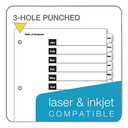 Picture of OneStep Printable Table of Contents and Dividers, 12-Tab, Jan. to Dec., 11 x 8.5, White, White Tabs, 1 Set